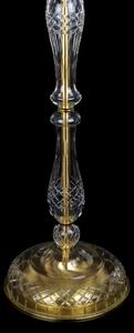 Stojací lampa Marie Terezie s 10-ti plameny, křišťálovou špicí a ověsy ve francouzském stylu - matová mosaz