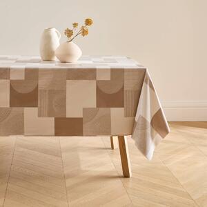 Voskovaný ubrus s patchwork vzorem béžová průměr 140 cm