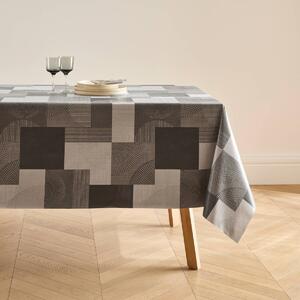 Voskovaný ubrus s patchwork vzorem šedá průměr 140 cm