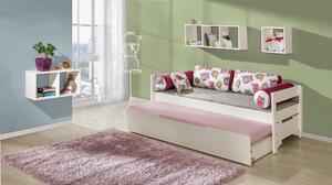 Dětská postel Bardot s přistýlkou z masivu, bílá borovice