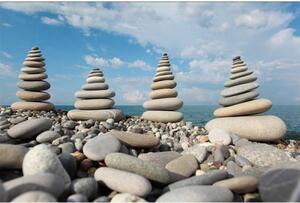 DIMEX | Vliesové fototapety na zeď Kameny na pláži MS-5-0204 | 375 x 250 cm| šedá, modrá, bílá