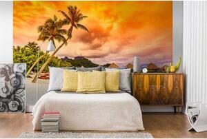 DIMEX | Vliesové fototapety na zeď Polynésie MS-5-0211 | 375 x 250 cm| oranžová, tyrkysová, hnědá, zelená
