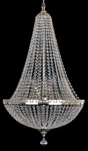 Vysoký stříbrný košový křišťálový lustr s 9-ti žárovkami