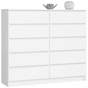 Ak furniture Komoda Kuba 140 cm 10 šuplíků bílá