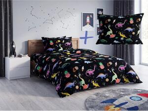 Sada dětského povlečení z mikrovlákna DINO SPACE barevné + povlak na polštář 50 x 70 cm ZDARMA