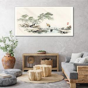 Obraz na plátně Obraz na plátně Řeka most stromy