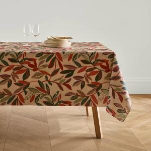 Ubrus s potiskem podzimního motivu, voděodolná úprava zelená/terakota 140x140 cm