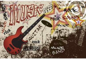 DIMEX | Vliesové fototapety na zeď Červená kytara MS-5-0324 | 375 x 250 cm| červená, hnědá, žlutá, černá