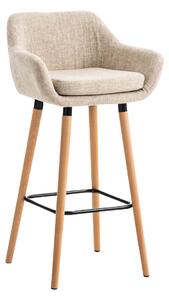 Barová židle Grant ~ látka, dřevěné nohy natura Barva Krémová
