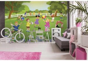 DIMEX | Vliesové fototapety na zeď Děti na zahradě MS-5-0343 | 375 x 250 cm| zelená, vícebarevná