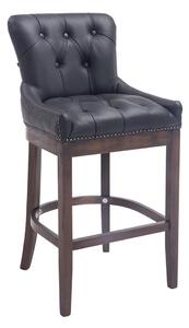 Barová židle Buckingham ~ kůže, dřevěné nohy tmavá antik - Černá