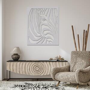 Dřevo života | Dřevěný obraz na zeď ZEBRA | Rozměry (cm): 30x36 | Barva: Bílá