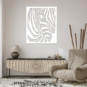 Dřevo života | Dřevěný obraz na zeď ZEBRA | Rozměry (cm): 40x48 | Barva: Bílá