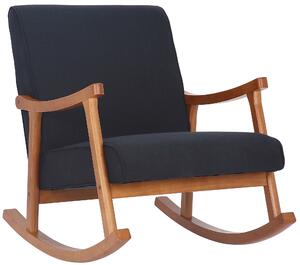 Houpací křeslo židle Morelia ~ látka, dřevěné nohy ořech Barva Černá