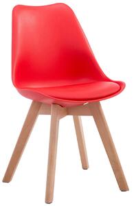 Židle Borne V2 plast / koženka, dřevené nohy natura Barva Červená