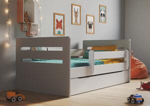 Dětská postel s úložným prostorem Tomáš 140x80 cm, šedá/bílá