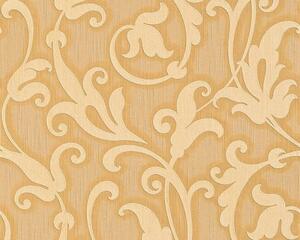 A.S. Création | Vliesová tapeta na zeď Tessuto 95490-3 | 0,53 x 10,05 m | žlutá, metalická, oranžová