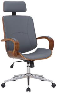 Kancelářská židle Lindsell - ohýbané dřevo a umělá kůže | ořech a šedá