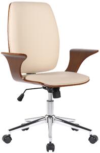 Kancelářská židle Burbank ~ koženka, dřevo ořech Barva Krémová