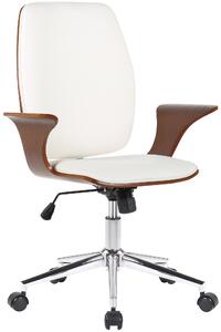 Kancelářská židle Burbank ~ koženka, dřevo ořech Barva Bílá