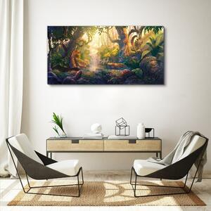 Obraz na plátně Obraz na plátně Fantasy Forest River květiny