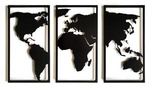 WORLD MAP TRIPTYCH D 3 dekorace černá