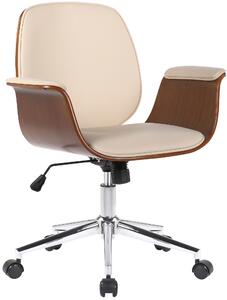 Kancelářská židle Balsham - ohýbané dřevo a umělá kůže | ořech a krémová