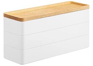 Bílý plastový třípatrový úložný box Yamazaki Rin 24 x 8 cm