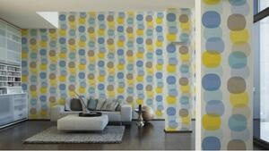 Vliesová tapeta na zeď Pop Colors 35590-1 | 0,53 x 10,05 m | modrá, hnědá, žlutá, krémová | A.S. Création