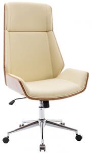Kancelářská židle Breda ~ koženka, dřevo ořech Barva Krémová
