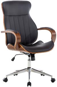 Kancelářská židle Royston - ohýbané dřevo a umělá kůže | ořech a hnědá