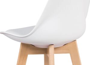 Barová židle, bílá plast+ekokůže, nohy masiv buk CTB-801 WT