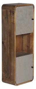 Masivní koupelnová skříňka Dingle z recyklované borovice a MDF, lakovaná, přírodní / šedá – 40×25×110 cm