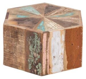 Masivní konferenční stolek Wakefield z recyklovaného dřeva, lakovaný, vícebarevný, šestihranný – 50×50×25 cm