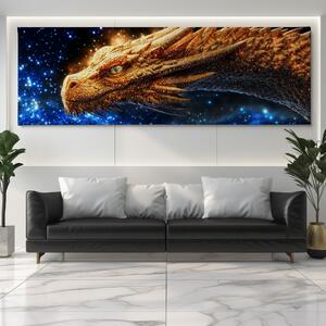 Obraz na plátně - Dračí hlava ve vesmírném opojení FeelHappy.cz Rozměr obrazu (Šířka x Výška): 60 x 20 cm