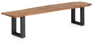 Masivní lavice Bullwer z akáciového dřeva, lakovaná, černá – 160×40 cm
