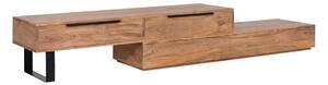 Masivní TV stolek Auckland Acacia z akácie a kovu, lakovaný, hnědý – 155×45×40 cm