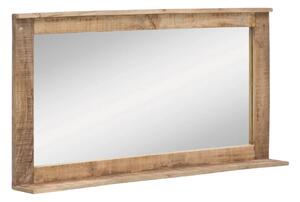 Masivní koupelnové zrcadlo Pune II z mangového dřeva, lakované, přírodní barva – 124×65 cm