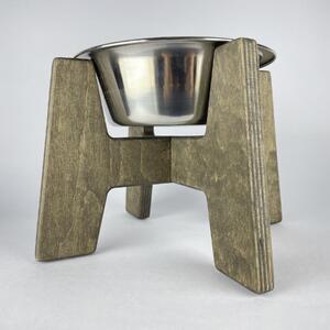 Wook | Dřevěný stojan s miskou pro psy vel. M - 750 ml Výška podstavce: 15 cm, Barva: eben, Personalizace: Ne