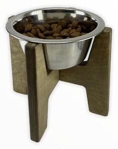 Wook | Dřevěný stojan s miskou pro psy vel. S - 450 ml Výška podstavce: 15 cm, Barva: patina, Personalizace: Ne