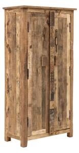 Masivní šatní skříň Kavali z recyklovaného dřeva, nezpracovaná, hnědá – 90×45×185 cm