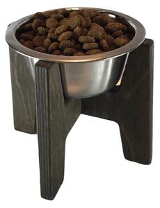 Wook | Dřevěný stojan s miskou pro psy vel. S - 450 ml Výška podstavce: 15 cm, Barva: eben, Personalizace: Ne