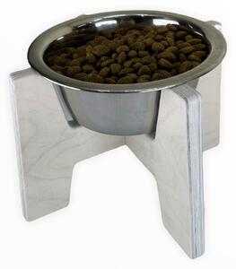 Wook | Dřevěný stojan s miskou pro psy vel. M - 750 ml Výška podstavce: 15 cm, Barva: dub bílý, Personalizace: Ne