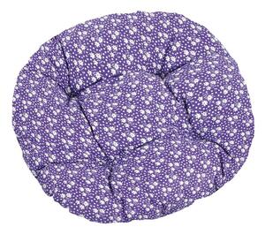 BELLATEX Sedák Adéla prošívaný kulatý kytička na fialové průměr 40 cm