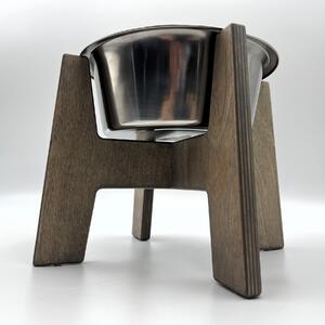 Wook | Dřevěný stojan s miskou pro psy vel. L - 1800 ml Výška podstavce: 20 cm, Barva: patina, Personalizace: Ne