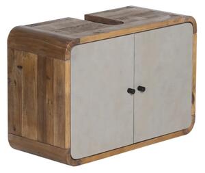 Masivní skříňka pod umyvadlo Dinglová z recyklované borovice a MDF, lakovaná, přírodní / šedá – 67×30×45 cm