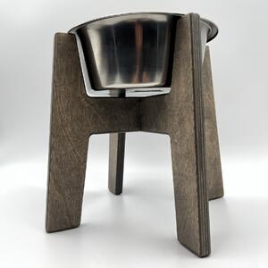 Wook | Dřevěný stojan s miskou pro psy vel. L - 1800 ml Výška podstavce: 25 cm, Barva: patina, Personalizace: Ne