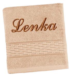 BELLATEX Froté ručník proužek s výšivkou jména Béžová 50x100 cm