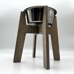 Wook | Dřevěný stojan s miskou pro psy vel. L - 1800 ml Výška podstavce: 30 cm, Barva: patina, Personalizace: Ne