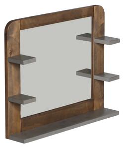 Masivní koupelnové zrcadlo Dingle z recyklované borovice, lakované, přírodní/šedá – 67×55 cm